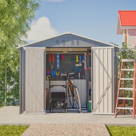 Casetta da giardino in metallo, porta larga 106 cm, ripostiglio, antracite, 229,4x180x191 cm (1/5)