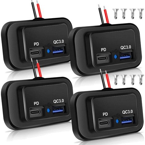Stück 48W 12V/24V Wohnmobil-USB-Ausgang, Dual PD3.0 Typ-C (USB-C) und Fast QC3.0 USB-A Kfz-Steckdose Wandmontageanschlussfeld für Wohnmobil, Boot, LKW, ATV (1/5)