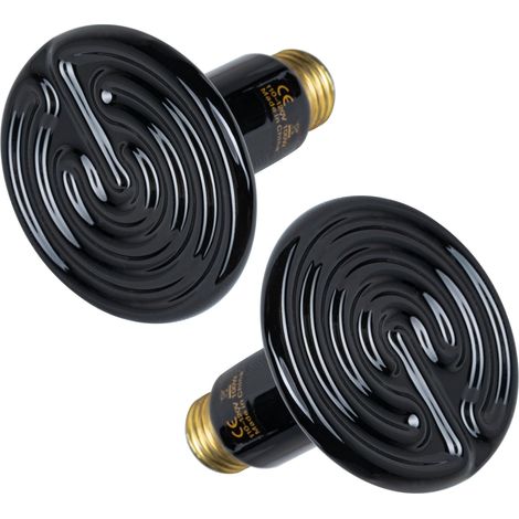 Lot de 2 éléments chauffants en céramique de 100 W, lampe chauffante à puissance variable sans émission de lumière pour une chaleur constante, adaptée aux amphibiens. (1/5)
