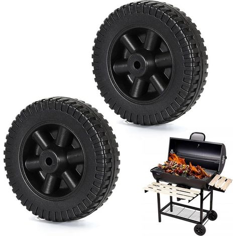 Lot de 2 roues de rechange pour barbecue à gaz, 15 cm, noir (1/5)