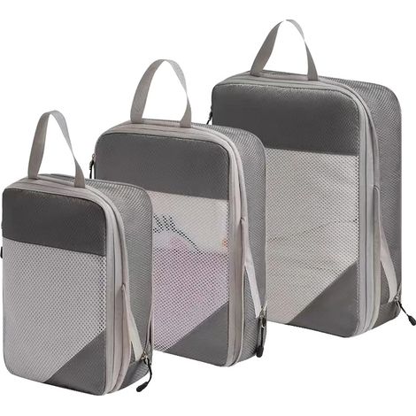 Cubos de compresión, diseño ligero, almacenamiento expandible, gris - 3 unidades (1/2)