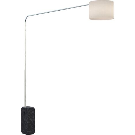 Piantana Contemporanea Corner Marmo Nero Tessuto Bianco 1 Luce E27