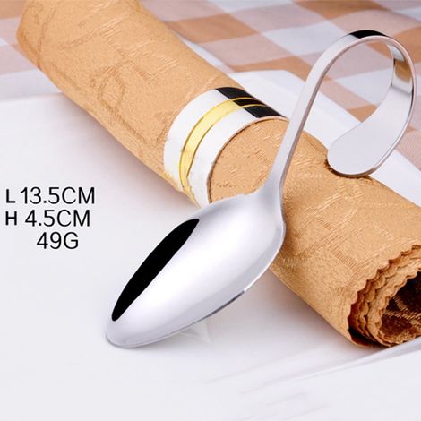 Fourchette - Cuillère À Salade - Cuillère À Soupe - Manche Courbé - Acier Inoxydable - 1 Pièce (1/2)