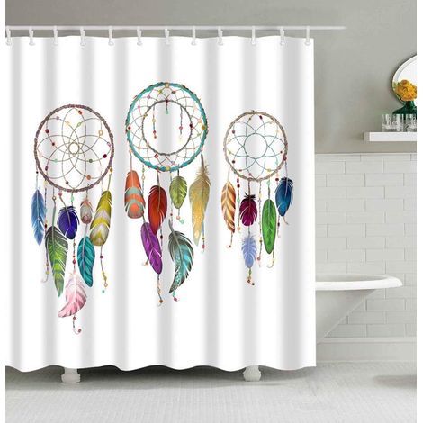 Rideau De Douche - Polyester Impermeable 183 X 183 Cm - Imprimé Ethnique Tribal - 1 Unite (1/5)