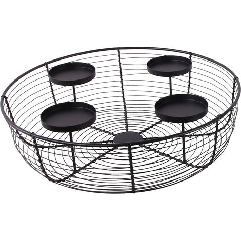 TrendLine Adventskranz Metall Ø 38 x 11 cm schwarz Kranz