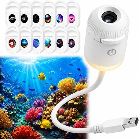 Projecteur de nuit holographique 5D HD plug & play, lampe Voie lactée et lune USB 360° avec 12 films pour chambre et toit de voiture Classe énergétique A+++ (1/5)