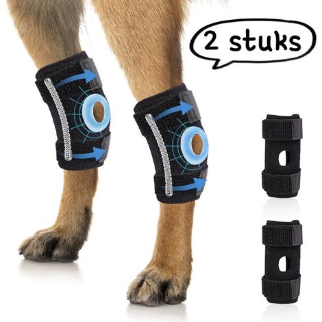 Lot de 2 genouillères pour chiens taille M pour soutenir les pattes et les articulations et protéger les genoux couleur noire (1/5)