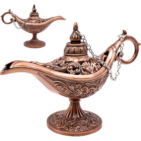 Lampe Magique Aladin , Légende Genie Wishing Lampe avec Relief en 3D Creux Décoration , Magique Arabian Lumière Génie Lampe Métal,Classique Rétro pour Maison, Bureau, Hôtel et Plus - 11.5 x 4x 7.5 cm (1/5)