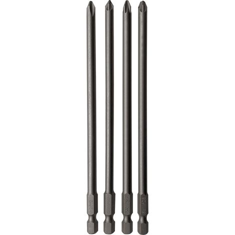 SET 4PZ INSERTI LUNGHI 150mm ATTACCO ESAGONALE 1/4" PER VITI PHILLIPS E POZIDRIV