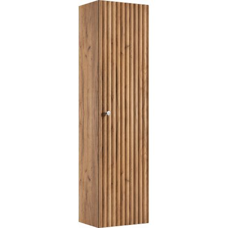 Colonne de salle de bain 35 cm, 2 tiroirs, 3 étagères, fermeture douce, Chêne craft doré, poignées argentées, 35 x 27 x 136 cm (1/5)