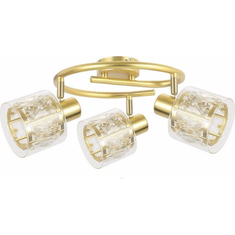 Plafonnier glamour doré rond verre Elmo 3xE14 Reality (1/3)