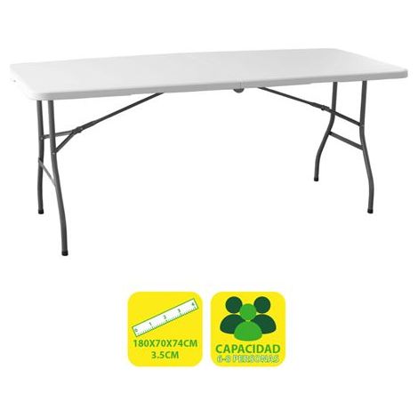Sungarden tavolo of tavolo pieghevole in resina 180x70x74cm 3,5cm - colore white