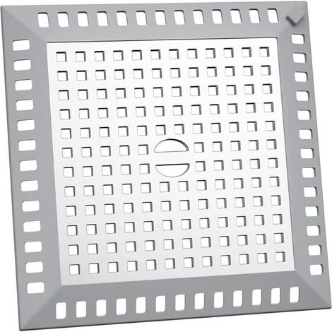 Haarfänger für die Dusche, 12,3 x 12,3 cm, quadratisch, aus Edelstahl, Küchenspülensieb, silberfarben, verstopfungsfrei, für Bad und Küche (1/4)
