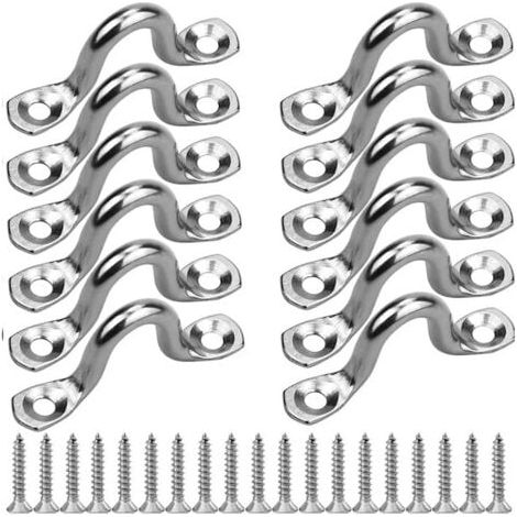 12 Pièces Pontet INOX, Pontet a Visser, Boucles de Pont, Plaques à œil en Acier Inoxydable 316 avec Vis Plaque Oeillet pour Kayak, Bateau, Canoë, Gréement de Cano (1/5)