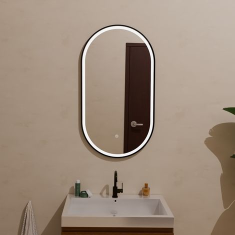 LOMAZOO Miroir de salle de bain ovale avec éclairage intégré - 50