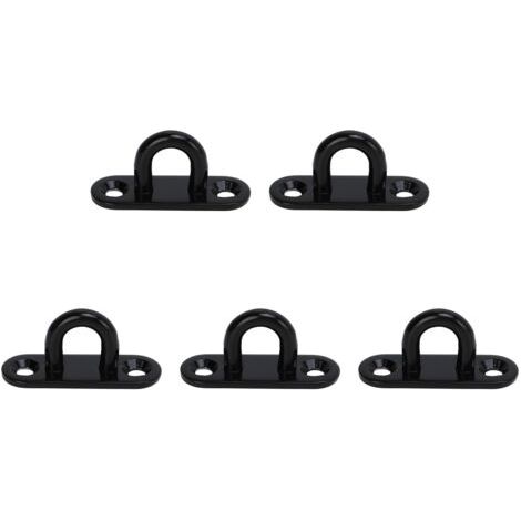 Lot de 5 œillets de fixation ovales noirs de 5 mm (0,20 po) en acier inoxydable, pour plafond et portes.