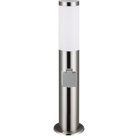 Deuba – Lampadaire Dahlia – Potelet d'extérieur en acier inoxydable – Résistant à l'humidité IP44 – Avec prise de courant et détecteur de mouvement