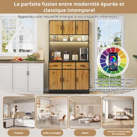 100x40x180 cm. Meuble de cuisine multifonctionnel, équipé d’une lumière LED et contrôlé via l’application mobile. Il comprend des tiroirs réglables, des étagères amovibles (1/5)