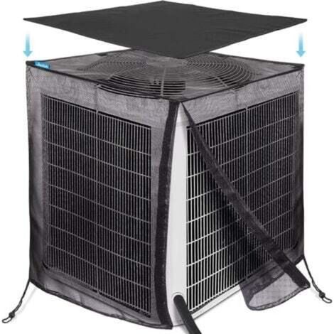 [JAMAIS UTILISÉ] Housse de climatiseur entièrement en maille avec dessus imperméable 600 D amovible, 81,3 x 81,3 x 91,4 cm, protection extérieure contre les feuilles, les mauvaises herbes, le bois de (1/4)