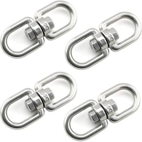 Stück M8 Doppelgelenk-Drehhaken, Drehringe aus Edelstahl 304, Hängehaken für Schaukeln, Hängesessel, Sandsäcke, Seile, Ketten (1/4)