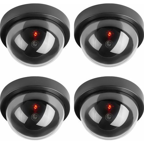Dummy Cameras, Fake Security CCTV Dome Camera with LED Flashing Light for Business Stores Home, Indoor Outdoor Use (4 Pack)