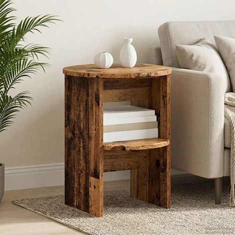 vidaXL Meuble d'appoint 2 pcs Bois ancien Ø40 x 50 cm (1/5)