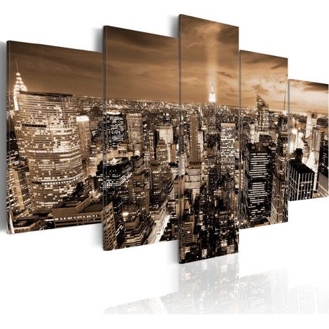 Tableau Imprimé "New York : Night Light" 50 x 100 cm (1/2)