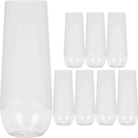 Lot de 8 gobelets en plastique pour vin, jus de fruits, cocktails et eau.-14X5X5CM-Transparent