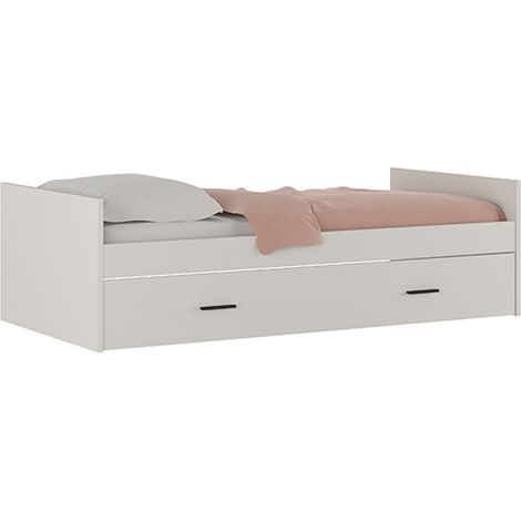 Lit gigogne avec 1 tiroir coloris beige - Longueur 202 x profondeur 98 x hauteur 58 cm (1/3)