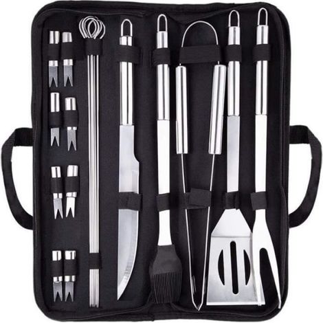 Kit Barbecue - Acier Inoxydable 18/10 - Pour Jardin et Camping - Lavable Au Lave-Vaisselle - 6 Pièces (1/4)