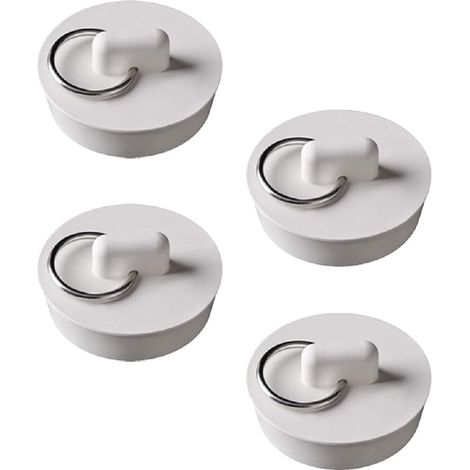 Lot de 4 bouchons de baignoire universels en caoutchouc avec anneau de suspension pour baignoire, cuisine et salle de bain, 48 à 49 mm