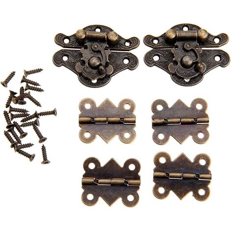 Dekorative Haspen & Scharniere im Vintage-Stil, 2 Sets mit 4 Butterfly-Scharnieren