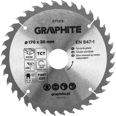 Lama per sega graphite 170 mm 36 denti taglio preciso