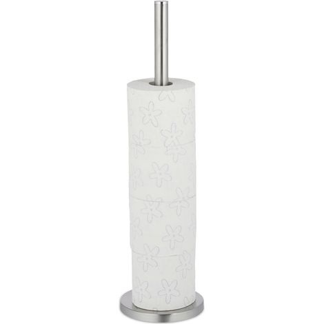 Portarotolo carta igienica da terra elegante portaoggetti 15 x 15 x 50 cm in metallo bianco 130008034