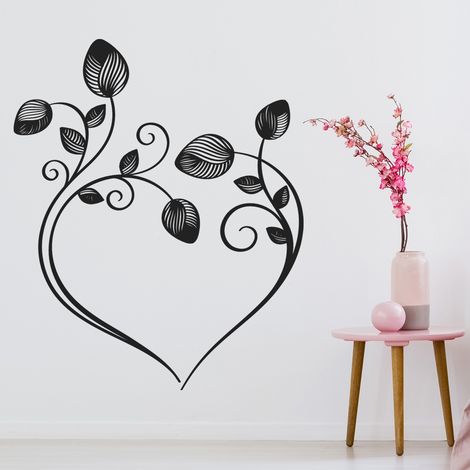 Sticker Mural - Composition florale - 37x45 cm - Noir (1/3)