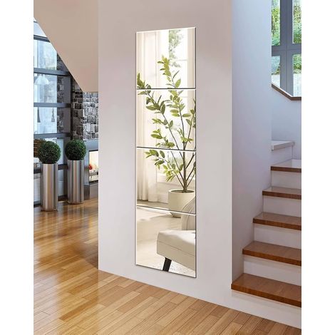 Miroir Mural Rectangulaire, Miroir Adhesif Mural, Grand Miroir Rectangulaire Long Autocollant Verre Miroir Mural pour Chambre Salon Porte 35x35 cm (1/5)