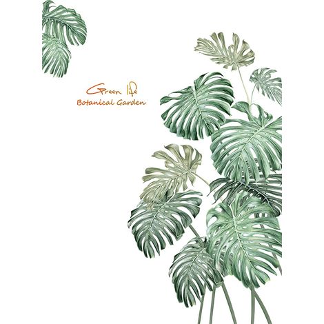 BEBUSINGOTO Pegatinas de pared de plantas tropicales, hojas de palma, verde (1/5)