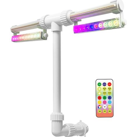 Fontaine de piscine à double jet avec 20 lumières LED, télécommande, rechargeable, Avec fonction minuterie - pour piscines hors‑sol et enterrées - blanc (1/5)