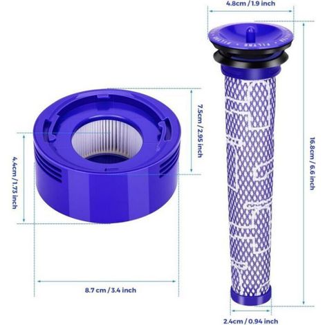 Filtre Aspirateur - Filtre HEPA Lavable - Compatible Dyson V7 V8 - Préfiltre Et Postfiltre - Lot De 6 Pièces (1/4)