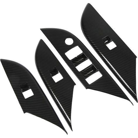 4-teiliges Türfenster-Bedienfeld-Abdeckungsset im Carbonfaser-Look für Toyota Hilux 2015–2021 (Linkslenker)