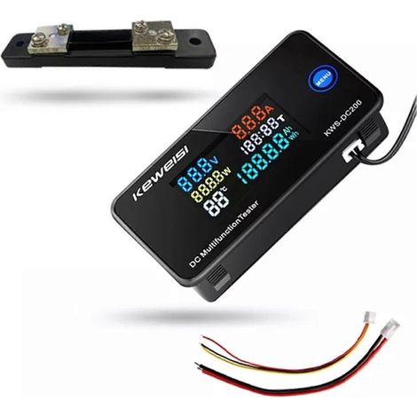 Voltmètre-ampèremètre 0-200 V 50 A 100 A, testeur de batterie de voiture, mesure de capacité et de température, compteur électrique, moniteur 12 V 24 V 48 V 96 V (1/4)