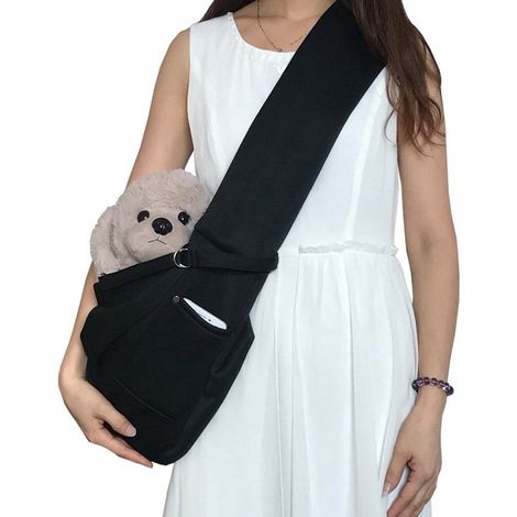 Mochila para perros de hasta 10 kg,bolsa de transporte para perros,arnés de 12 cm para reducir la presión y facilitar el transporte,negro 38x70 (1/5)