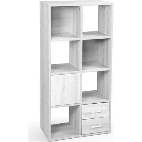 Regal Gaia Regal mit 8 Fächern, 60 x 30 x 120 cm, weißer Holzfinish