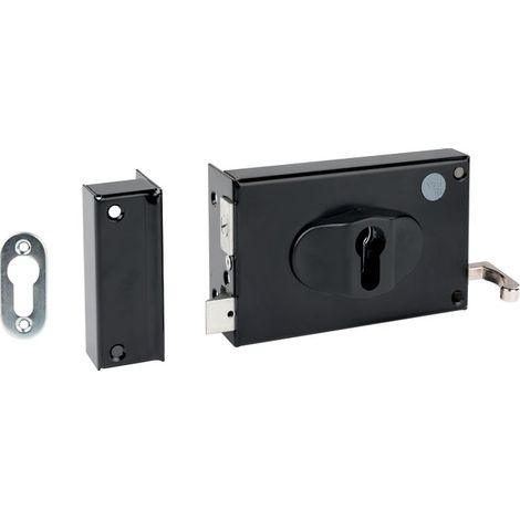 Serrure en applique noire gauche à Tirage - Clé I - Axe de 52 à 70 mm - Série ND10 - DOM