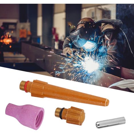 20 pièces accessoires soudage TIG : buses céramiques, électrodes tungstène, raccords et capuchons pour torche de soudage (1/5)