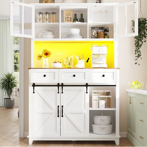MEUBLIV Mobile alto 105x38,4x180 cm bianco con LED, senza materasso (1/5)