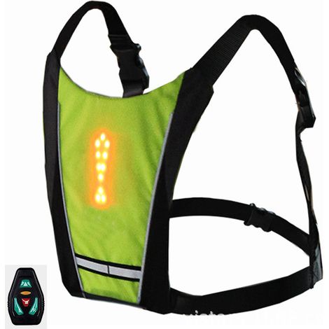 LAN Télécommande sans fil Voyant d'avertissement lumineux Sac de vélo Sac illuminé Gilet lumineux Rechargeable par USB Facile à installer Convient pour la sécurité des vélos Jaune (1/4)