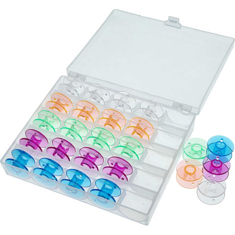 vhbw Caja almacenaje compatible con Veritas Janis MA20A bobinas de la máquinas de coser - incl. bobinas hilo, de color