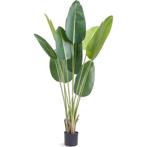 Assemblage Facile Plante Artificielle Oiseau du Paradis 152 cm Palmier Réaliste en PE Faux Arbre avec Pot pour Déco (1/5)