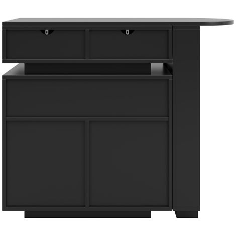 Îlot de cuisine extensible (avec éclairage LED), comptoir avec rangements pivotant à 360 pour cuisine et salle à manger